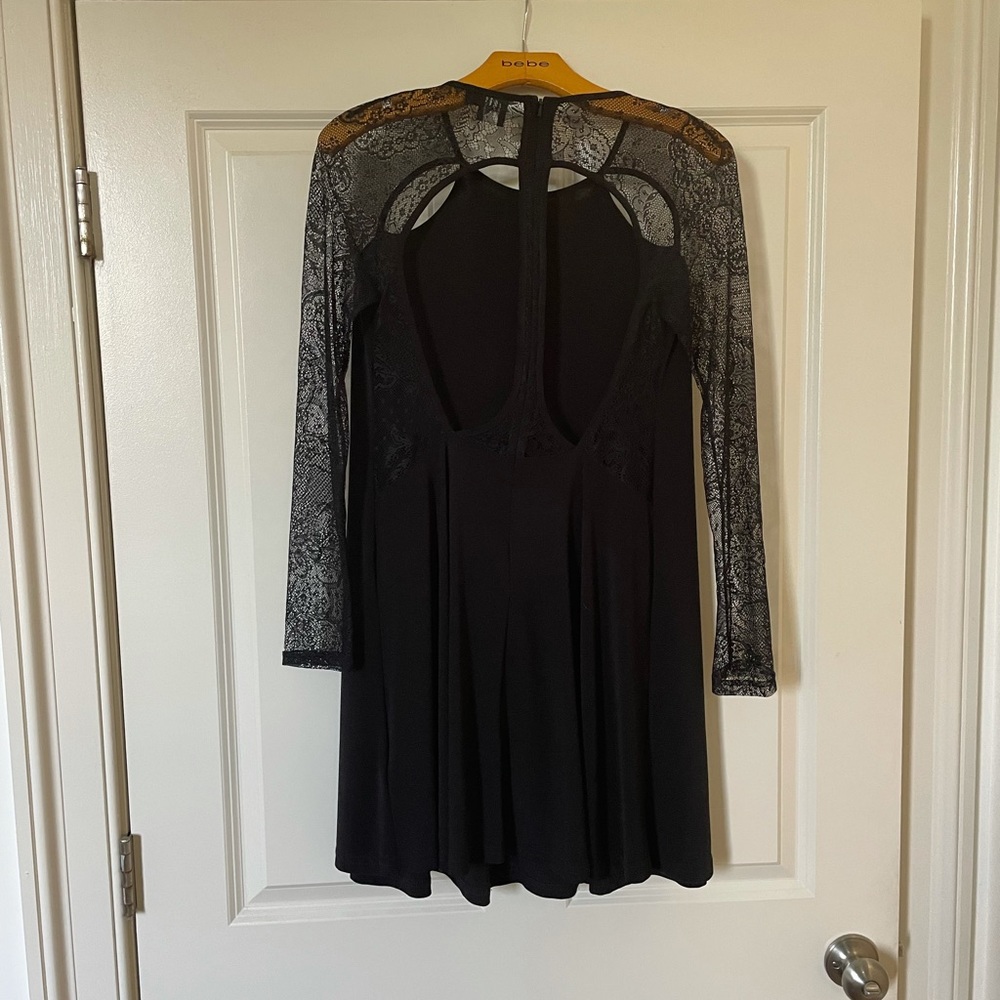 NWOT ASOS Black Lace Insert Swing Dress - Picture 6 of 9